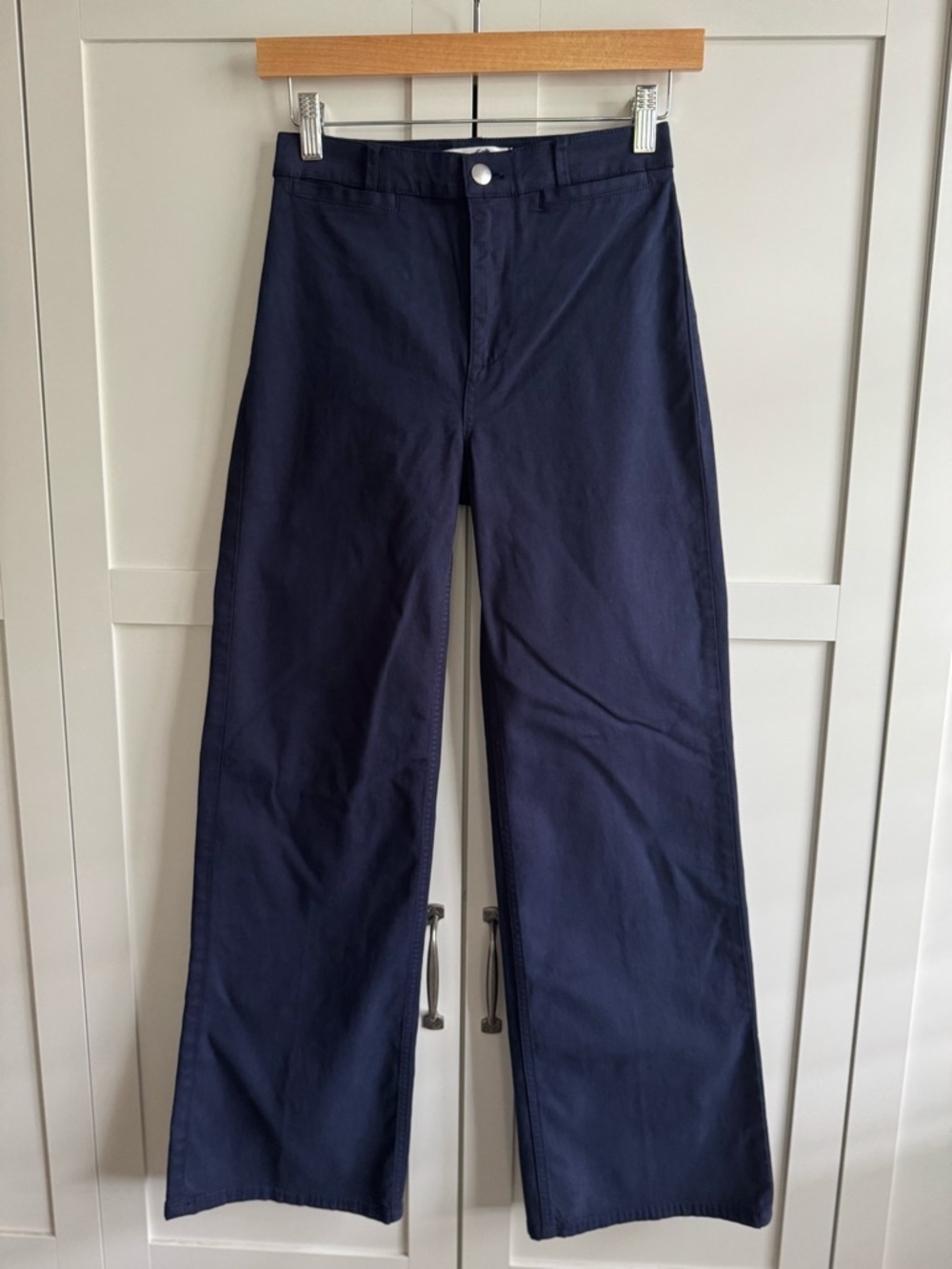 Madewell The Wide-Leg Pant in Twill Size 24 - Midnight Navy - Picture 4 of 6